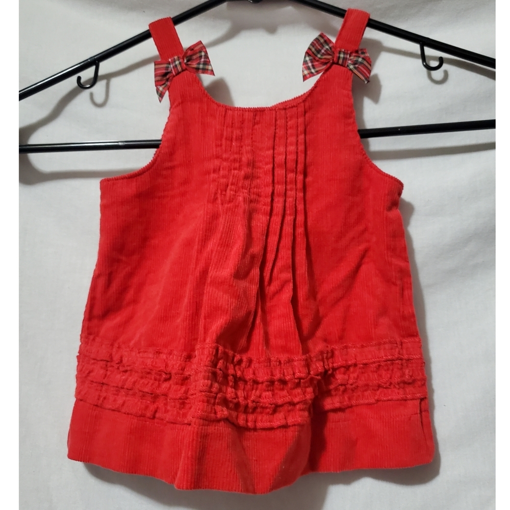 Red sleeveless dress with holiday plaid size 0-3 months